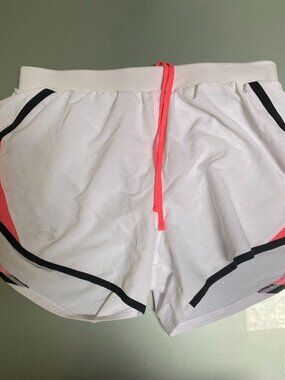 Under Armour Women's White and Pink Athletic Shorts